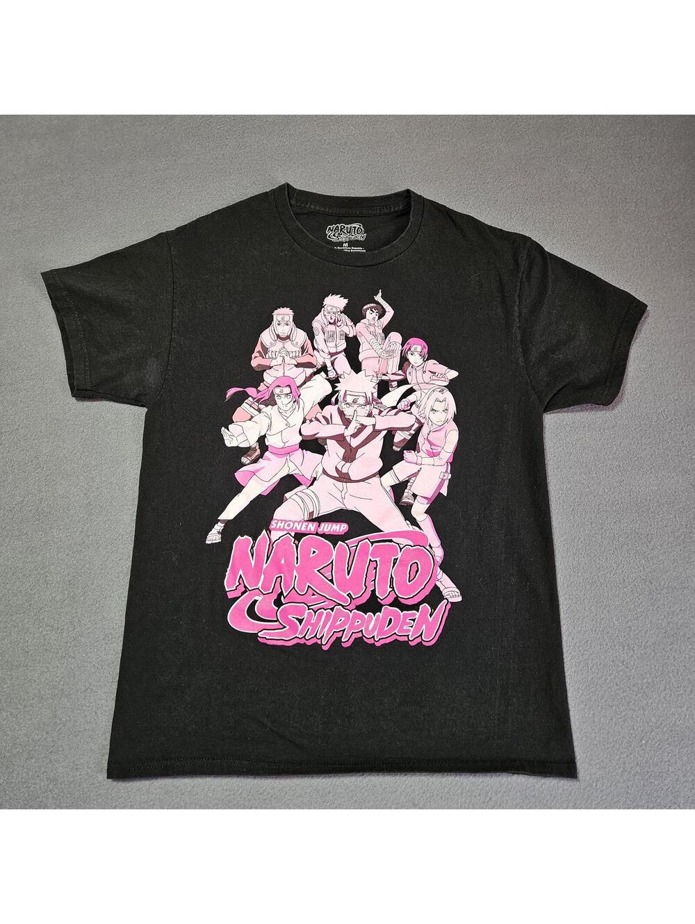 Naruto Shippuden M Black Graphic Anime Tee Shonen Jump Pink Rare Manga